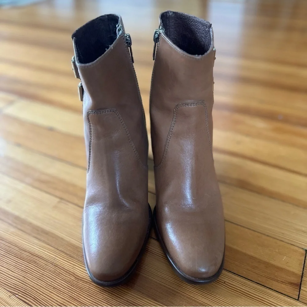J. Crew Dean Leather Ankle Boots in Kraft Brown